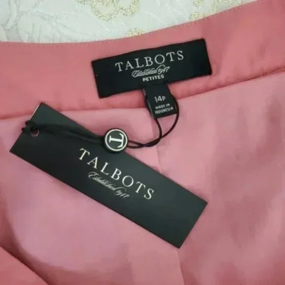 NWT Talbots Pink Voile Crystal Pleated Cotton Blend Women's Skirt Size 14P - Picture 10 of 10